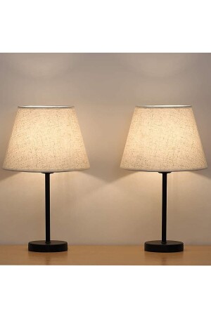 Black 2-Piece Lampshade Metal Table Lamp Cream - Evlight