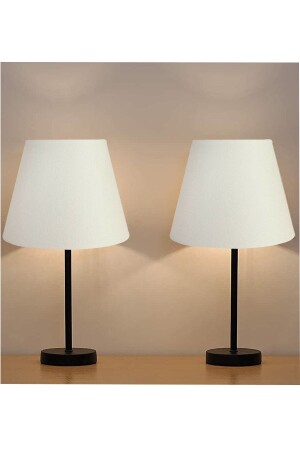 Black 2-Piece Lampshade Metal Table Lamp White - Evlight