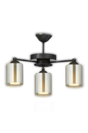 Black 3-Piece Modern Smoked Glass Plophonier Model Chandelier LMBDR35881 - Lambadar