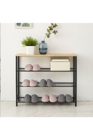 Black 4-Tier Multi-Purpose Shelf And Shoe Rack - Retodesign