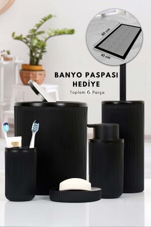 Black 5-Piece Bathroom Set - Set of Five For Bathroom Decoration - Bathroom Accessories And Organizers - Confidence Home