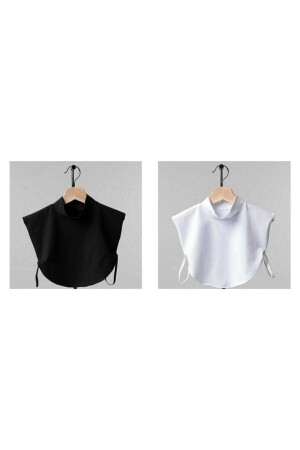 Black and White 2-Piece Hijab Neck Collar Cotton Combed Flexible Non-Slip LUNANUEVA NECK COLLAR - Luna Nueva