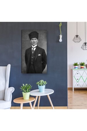 Black And White Ataturk Portrait Canvas Painting Decorative Canvas Painting - Genel Markalar