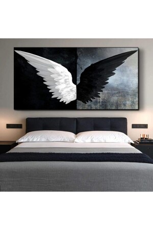 Black and White Wing Canvas Print ALV3231042604 - Piri Kanvas Tablo
