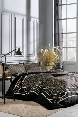 Black Art Deco Double Soft Life Satin Duvet Cover Set TYC00550015490 - Özdilek