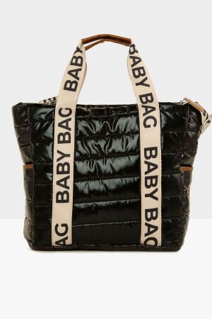 Black Baby Bag Column Embroidered Pouf Mother Baby Bag M000008049 - Bagmori