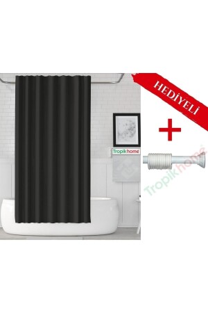 Black Bath Curtain 180x200cm Single Wing Shower Curtain with Hanger Gift - Colorful Bathroom Shower Curtain - Tropikhome