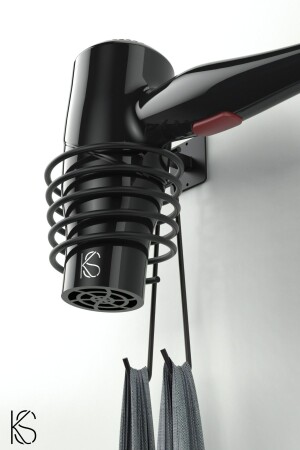Black Blow Dryer Hanger Hair Dryer Holder With Adhesive Screw - Kilinç Store