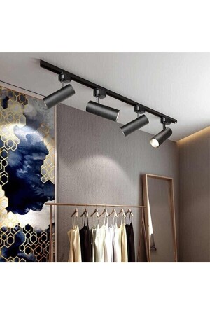 Black Case and Daylight 4 Pieces 360 Degree Rotating LED Chandelier Lamp 1 Mt Rail Luminaire Rail Chandelier 4 GR-Ray-4 - GARRA