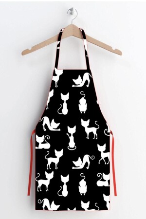Black Cat Pattern Stain-Repellent Fabric Kitchen Apron - Ayshome