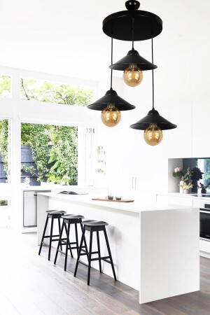 Black Chandelier Retro Design Pendant Lamp Japanese UFO 3 Piece 123456kam - TEKFA