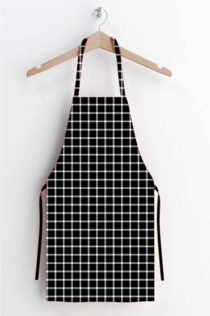 Black Checkered Pattern Stain Resistant Fabric Kitchen Apron - Ayshome