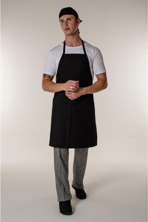 Black Chef and Kitchen Hanging Apron SADEAO - Mert Giyim