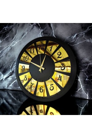 Black Color Gold Numbered Gift Wooden Decorative Different Patterned Home Gift Wall Clock 50cm aasaathalat - AA Shop