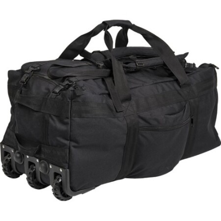 BLACK COMBAT DUFFLE BAG WITH WHEEL - MIL-TEC