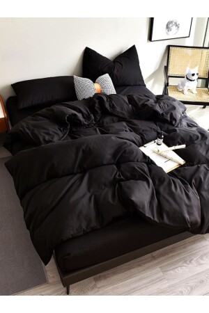 Black Cotton Ranforce Duvet Cover Set blck100 - CAQQA