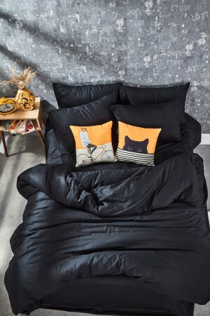 Black Cotton Satin Duvet Cover Set TYC00670036500 - BONJARDİNHOME