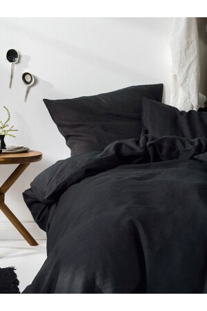 Black Cotton Single Duvet Cover Set with Elastic Sheets bsl0821 - CAQQA