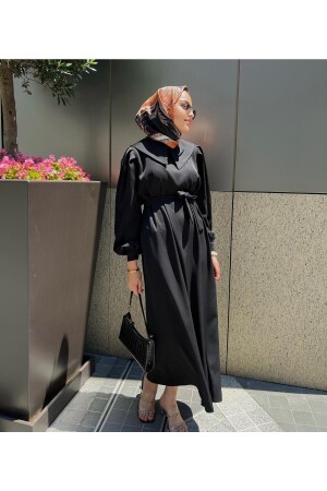 Black Crepe Baby Collar Dress - Demetaksoycollection