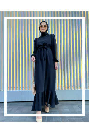 Black Crepe Flounce Dress - Demetaksoycollection