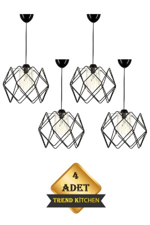 Black Design Transparent Mica Glass Living Room Kitchen Bathroom Bedroom Children's Room Chandelier (4 Pieces) 4jaka4 - Trend Kitchen