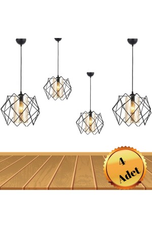 Black Design Yellow Mica Glass Multi Square Living Room Kitchen Bathroom Bedroom Children's Room Chandelier 4 Pieces TYC00531801614 - MHK Collection
