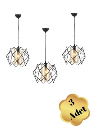 Black Design Yellow Mica Glass Multi Square Living Room Kitchen Bathroom Bedroom Children's Room Entrance Chandelier 3 Pieces - Mhk Collection
