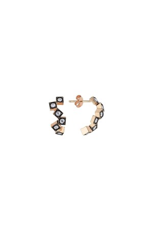 Black Diamond Earrings - Dazzling Gold Diamond Earrings - Modern Small Stone Earrings - Safir Kuyumculuk