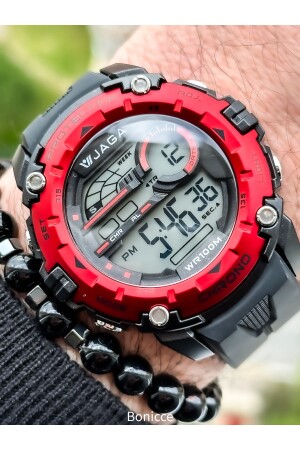 Black Digital Men's Wristwatch with Waterproof Stopwatch JG123Q - Jaga