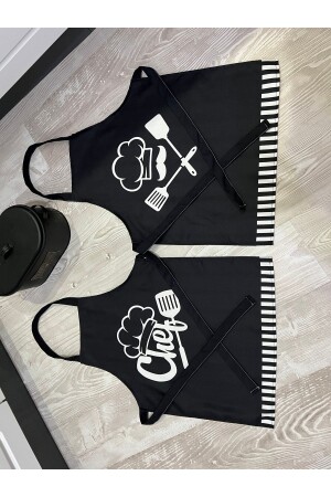 Black Double Chef Kitchen Apron Kagi012 - KAGİ