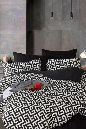 Black Double Duvet Cover Set Modern Line TYC00633547188 - BONJARDİNHOME