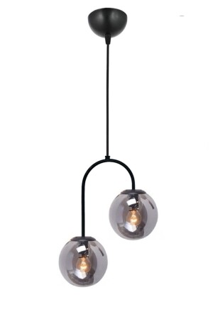 Black Double Modern Globe Smoked Glass Black Pendant Lamp Chandelier LMBDR35081 - Lambadar