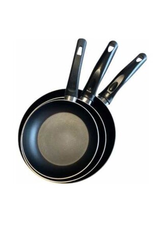 Black Economical Teflon 3-Piece Pan Set - 24 Cm 20 Cm 16 Cm 0F46F - Russet