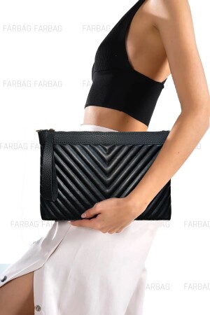 BLACK EMBROIDERED Faux Leather PORTFOLIO AND SHOULDER BAG - Farbag