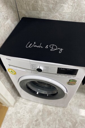 Black Embroidered Washing And Dryer Cover Bathroom Decoration Cover WDARK - Hanles
