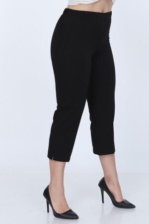 Black Fabric Capri Plus Size G010 - Gül Moda