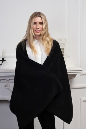 BLACK FLEECE SHAWL SCARF SHOULDER SHAWL CAFE-RESTAURANT-HOTEL SHAWL - Specialscarf