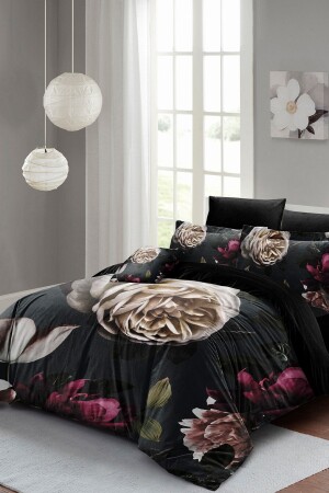 Black Flower Double Duvet Cover Set 3d Cotton Satin monohome2341 - Monohome