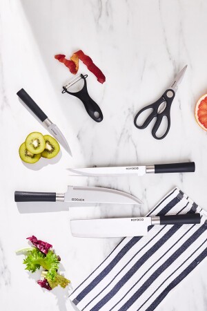 Black Force 6-Piece Kitchen Knife Set with Lines - Karaca