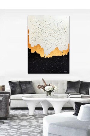Black Gold White Canvas Print 100x140 Cm BLKGLDWHT012 - ColorVision