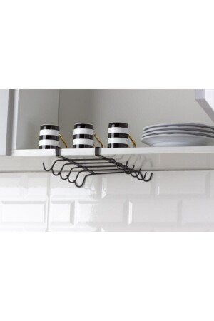 Black Hanging Cupboard Inside Shiny Cup Holder - Genel Markalar