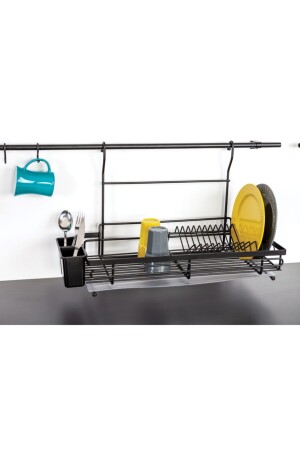 Black Hanging Dish Rack Plate Holder Cup Holder Rack SÜB38SYH - moderno