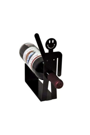 Black Happy Man Wine Bottle Holder HDA135 - Hobi Demir Sanat