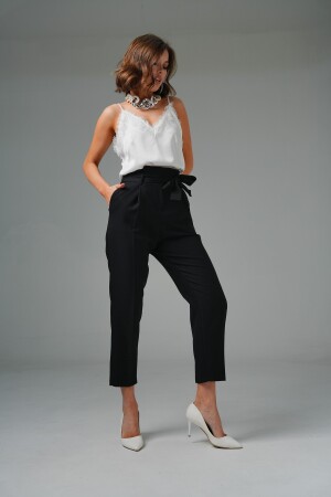Black High Waist Relaxed Cut Tie-Dye Trousers - Saade