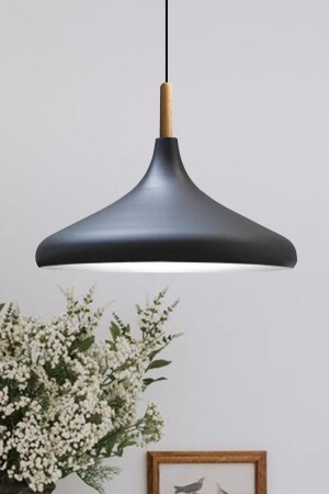 Black Interior Color White Champion Wood Single Chandelier Pendant Lamp Living Room Kitchen Lamp Lighting Chandeliers - Bamyum