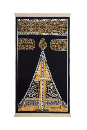 Black Kaaba Velvet Carpet Prayer Rug - Bursa İpek