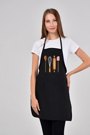 Black Kitchen Apron Kitchen Accessories Printed (fireproof Fabric) - Bagand