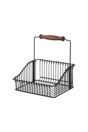 Black Kitchen Bathroom Basket Multi-Purpose Sept Wrought Iron Metal Fintorp Model 20*20 - Vip Ahmet