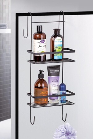 Black Laminated Shower Cabin Shampoo Holder - 11x24 Cm ALS-843 - Okyanus Home