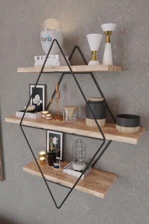 Black Large Size Prism Wall Shelf Kitchen Bathroom Shelf Bookshelf BinoBlack01 - Bino